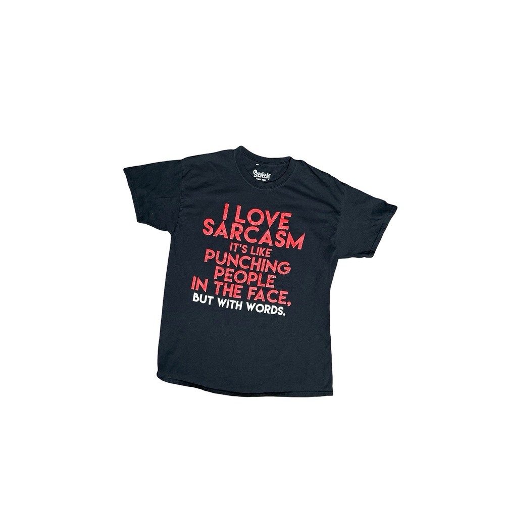 Spencers I Love Sarcasm Graphic T-Shirt Mens Large Black Funny Quote Tee Cotton